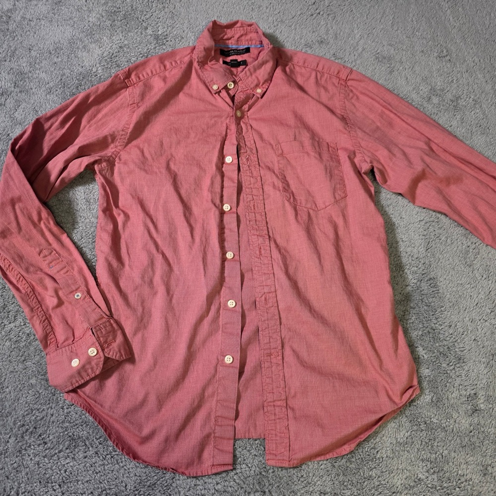 Banana Republic Mens S Button Down‎ Shirt Salmon Pink Grant Fit Cotton Long Slv